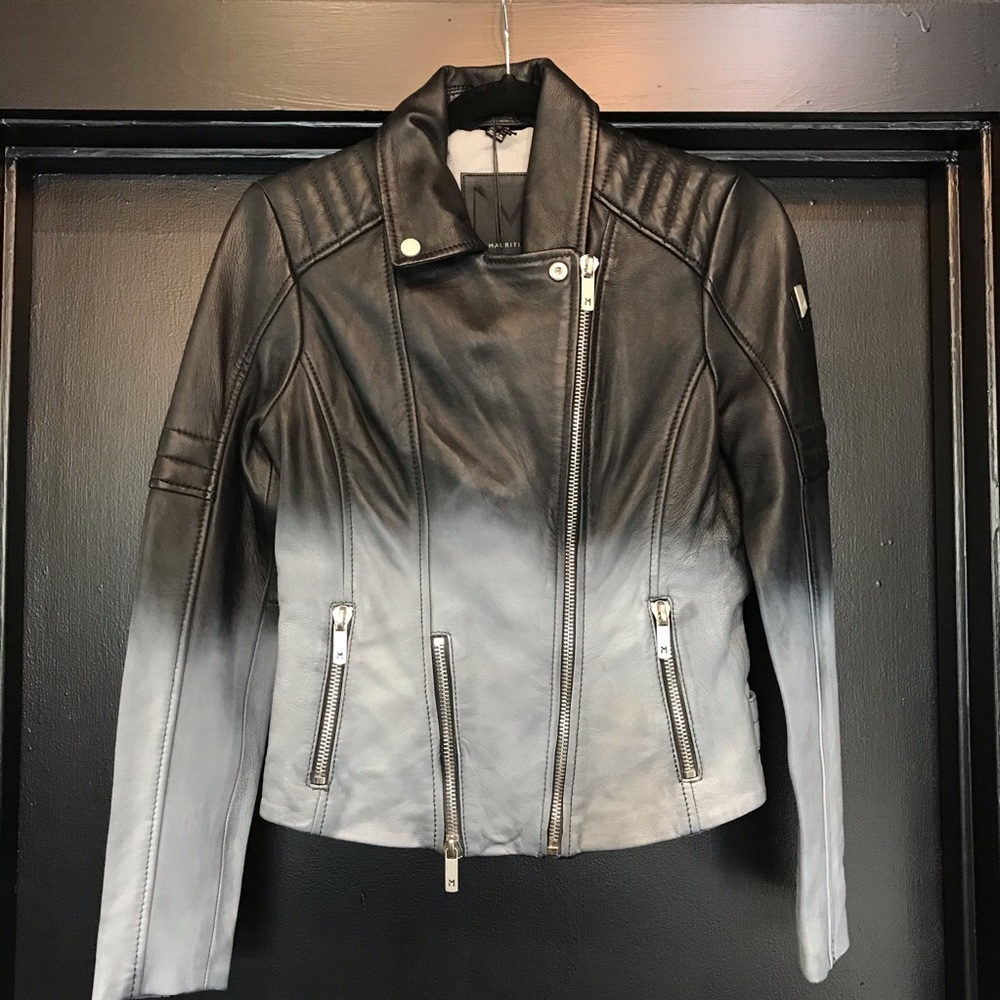 Mauritius leather ombre biker jacket NWT
